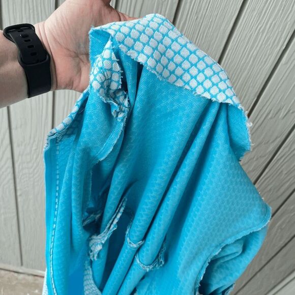 Vintage 60s Blue Textured Mod Mini Dress with Belted Back Detail - Picture 13 of 14